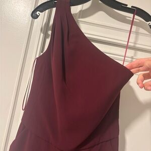 Trina Turk One-Shoulder Jumpsuit in Deep Burgundy